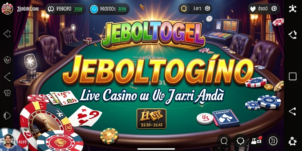 Screenshot gameplay JEBOLTOGEL menampilkan dealer profesional dan suasana kasino yang nyata.
