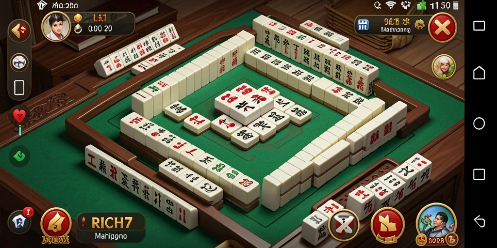 Tangkapan layar menunjukkan momen mendebarkan saat bermain Mahjong di RICH7.