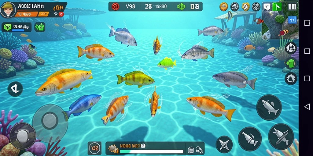 Tampilan gameplay seru Tembak Ikan di V98 dengan aksi menembak yang intens.